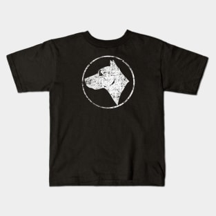 Dog Head in Circle - Distressed Kids T-Shirt
